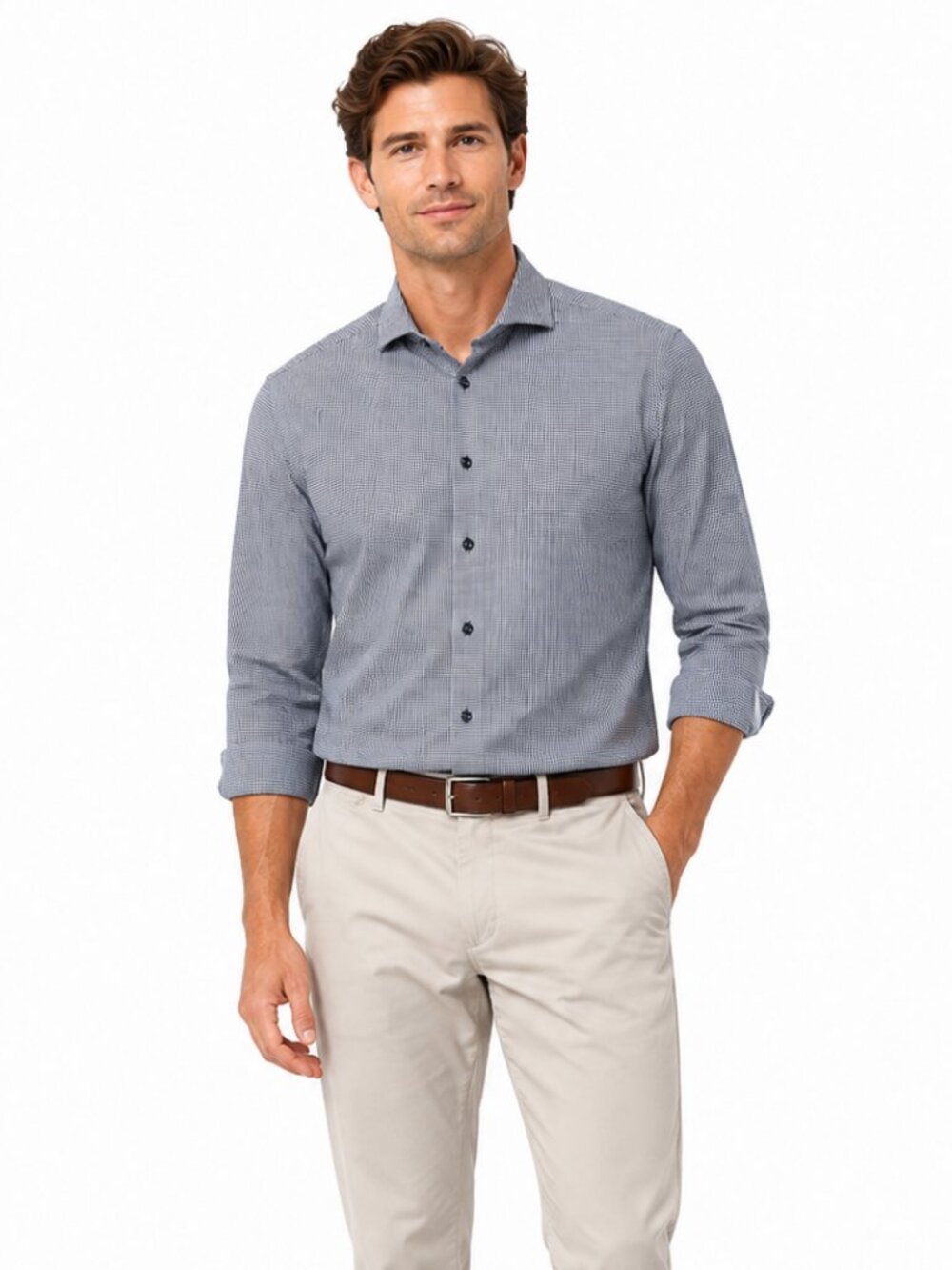 Harry Rosen Micro Dot 100% Cotton Dress Shirt 16.5 Button Up